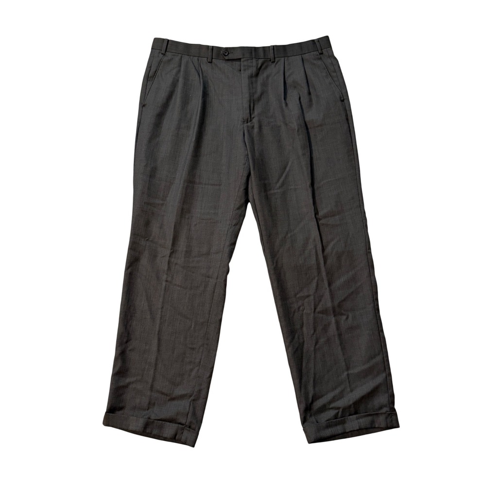 Lauren Ralph Lauren Dress Pants Mens 40x32 Pleated 100% Wool Brown Slacks